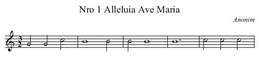 Nro 1 Alleluia Ave Maria - staff notation