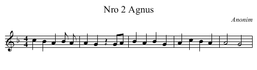 Nro 2 Agnus - staff notation