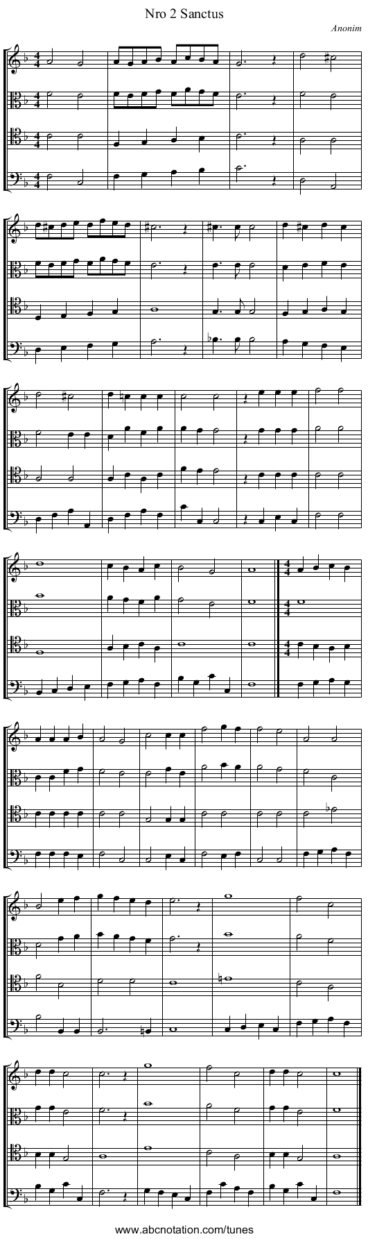 Nro 2 Sanctus - staff notation