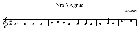 Nro 3 Agnus - staff notation