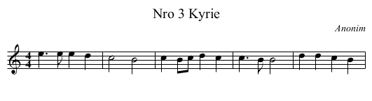 Nro 3 Kyrie - staff notation