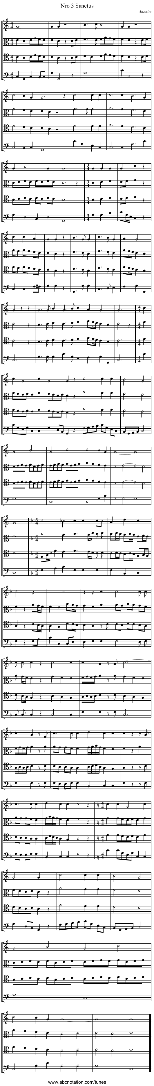 Nro 3 Sanctus - staff notation