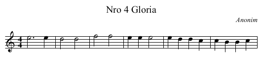 Nro 4 Gloria - staff notation