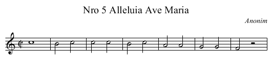 Nro 5 Alleluia Ave Maria - staff notation