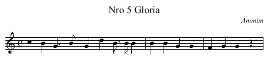 Nro 5 Gloria - staff notation