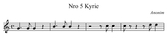 Nro 5 Kyrie - staff notation
