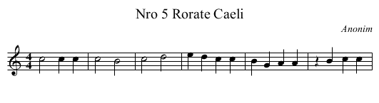 Nro 5 Rorate Caeli - staff notation