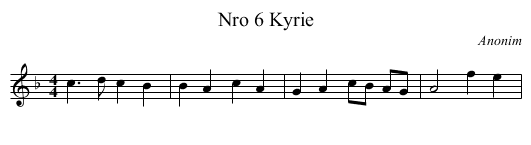 Nro 6 Kyrie - staff notation
