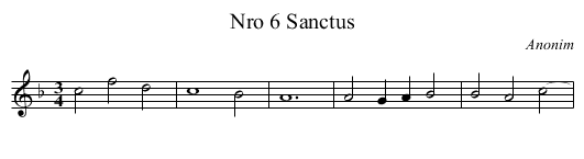 Nro 6 Sanctus - staff notation