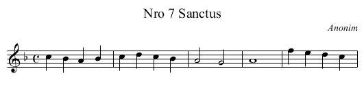 Nro 7 Sanctus - staff notation