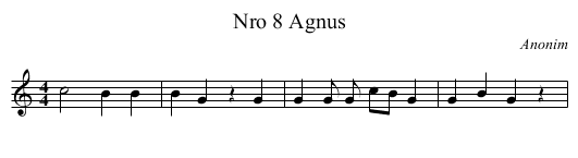 Nro 8 Agnus - staff notation