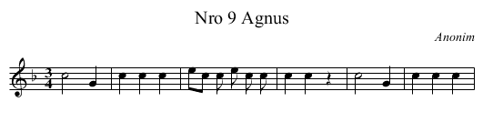 Nro 9 Agnus - staff notation