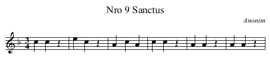 Nro 9 Sanctus - staff notation
