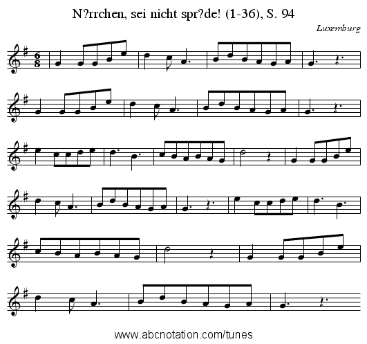 N?rrchen, sei nicht spr?de! (1-36), S. 94 - staff notation