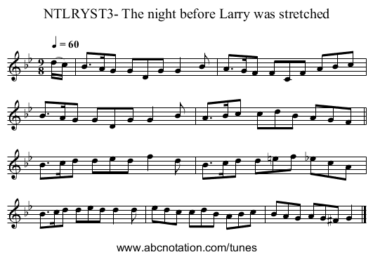 NTLRYST3- The night before Larry was stretched - staff notation