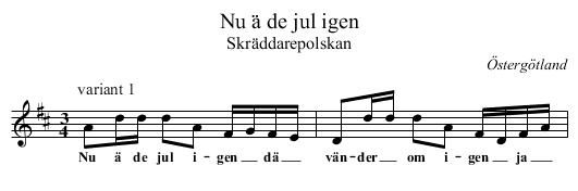 Nu &auml; de jul igen - staff notation
