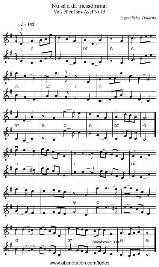 Nu så ä dä messômmar - staff notation