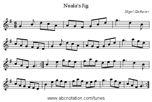 Nuala's Jig - staff notation