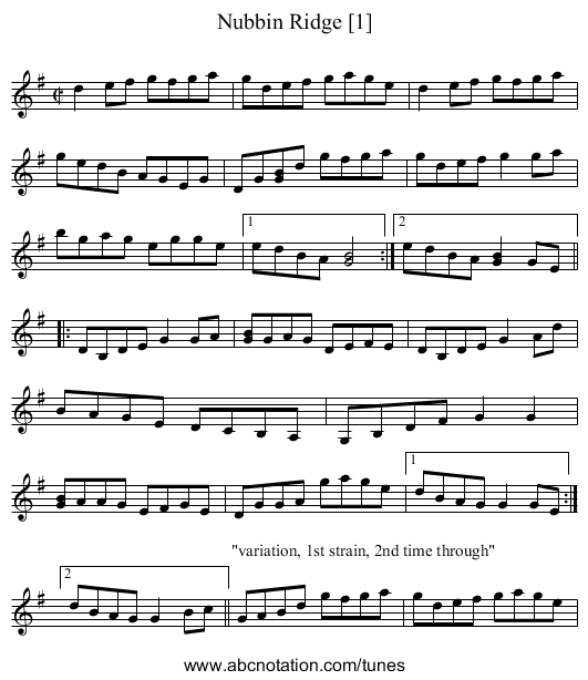 Nubbin Ridge [1] - staff notation