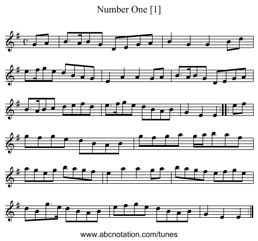 Number One [1] - staff notation
