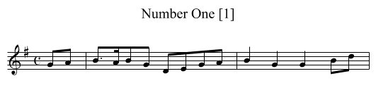 Number One [1] - staff notation