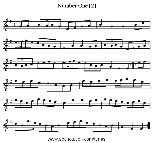Number One [2] - staff notation