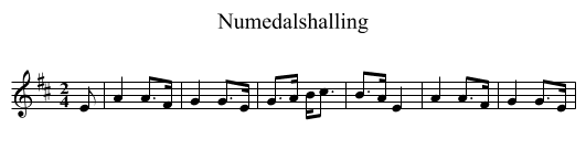 Numedalshalling - staff notation