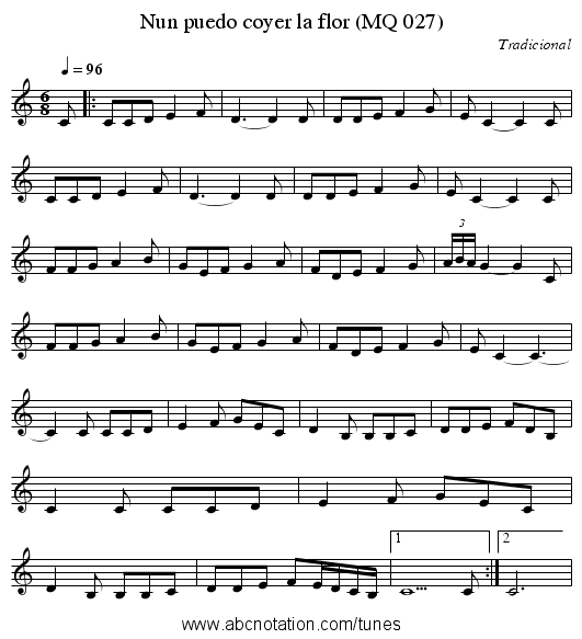 Nun puedo coyer la flor (MQ 027) - staff notation