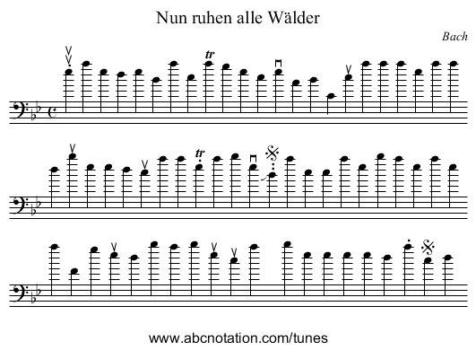 Nun ruhen alle Wälder - staff notation