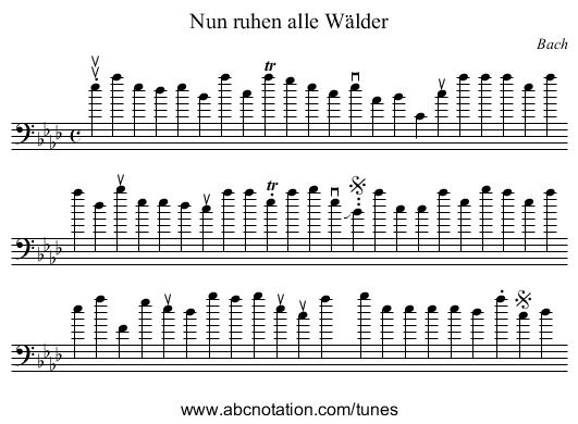 Nun ruhen alle Wälder - staff notation