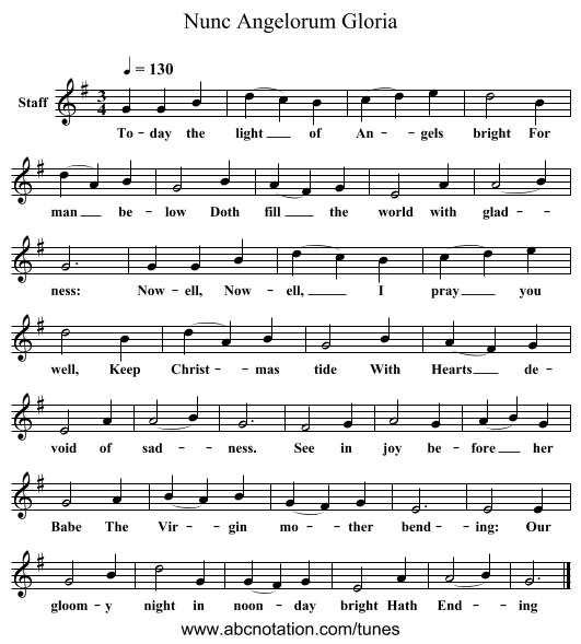 Nunc Angelorum Gloria - staff notation