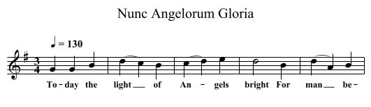 Nunc Angelorum Gloria - staff notation