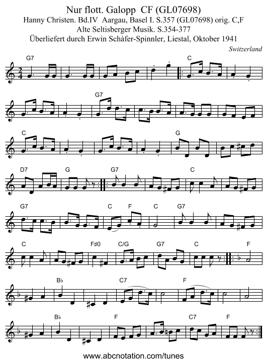 Nur flott. Galopp  CF (GL07698) - staff notation