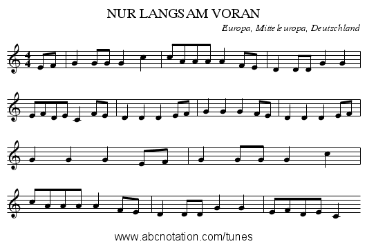 NUR LANGSAM VORAN - staff notation