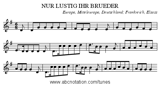 NUR LUSTIG IHR BRUEDER - staff notation