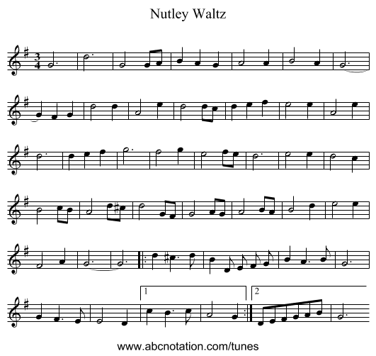 Nutley Waltz - staff notation