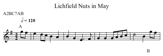 Nuts in May, Lichfield - staff notation