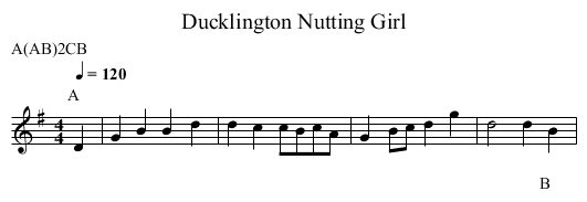 Nutting Girl, Ducklington - staff notation