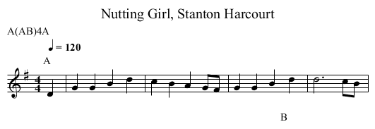 Nutting Girl, Stanton Harcourt - staff notation