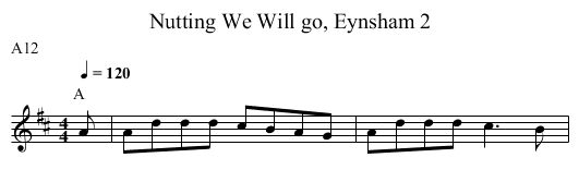 Nutting We Will go, Eynsham 2 - staff notation