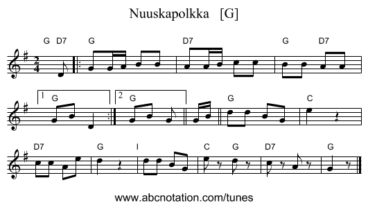 Nuuskapolkka   [G] - staff notation
