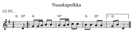 Nuuskapolkka - staff notation