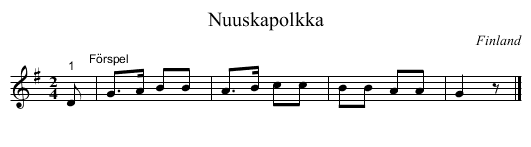 Nuuskapolkka - staff notation