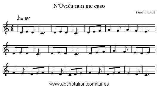 N'Uviéu nun me caso - staff notation