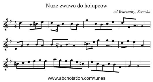 Nuze zwawo do holupcow - staff notation