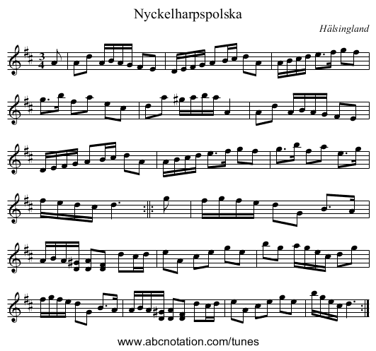 Nyckelharpspolska - staff notation