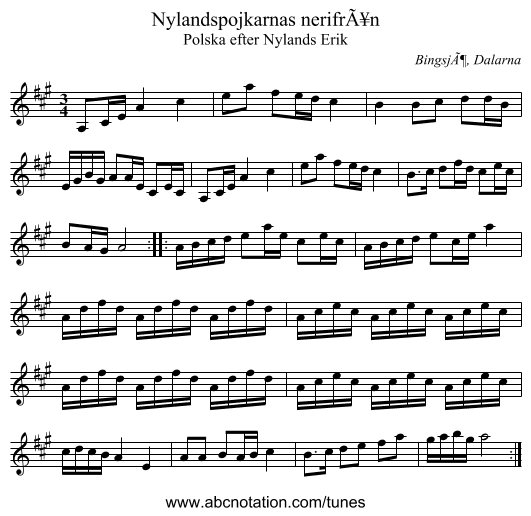 Nylandspojkarnas nerifrÃ¥n - staff notation