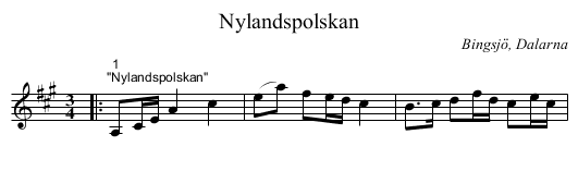 Nylandspolskan - staff notation