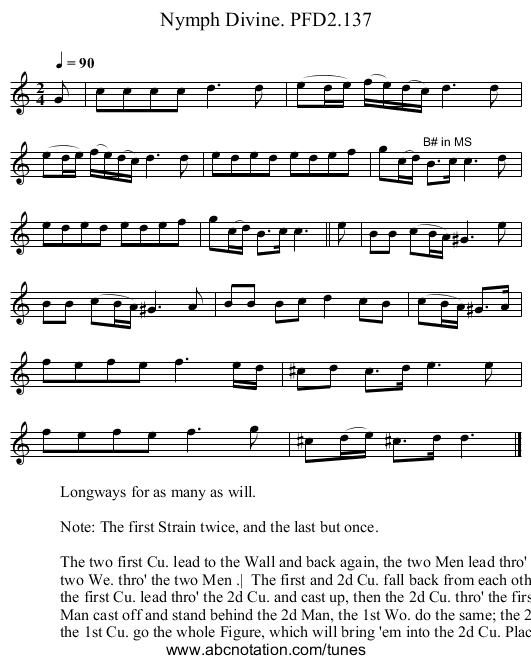 Nymph Divine. PFD2.137 - staff notation