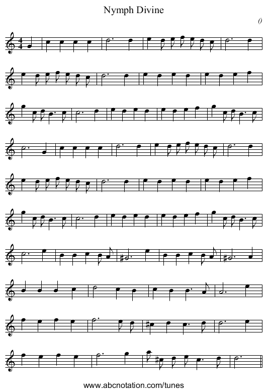 Nymph Divine - staff notation